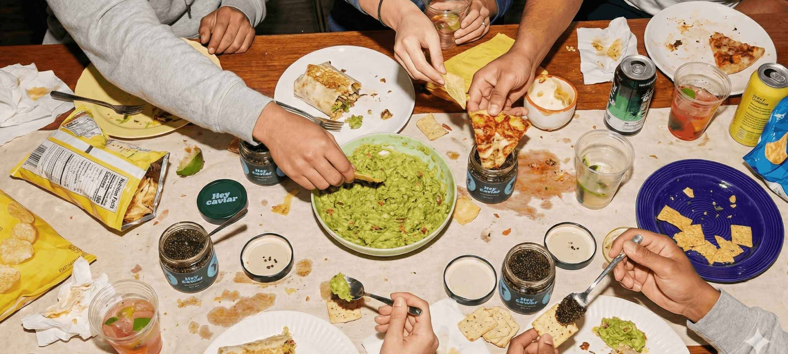 Experiential lifestyle photography showcasing Hey Caviar product label design created by Verve Concepts.